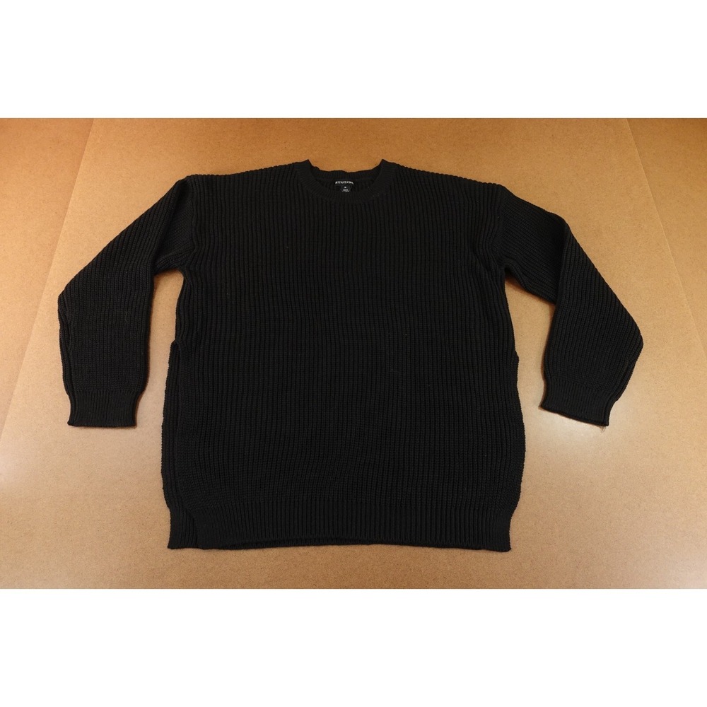 Pretty Little Thing Womens XL Black Round Neck Side Split Pullover Sweater NWT
